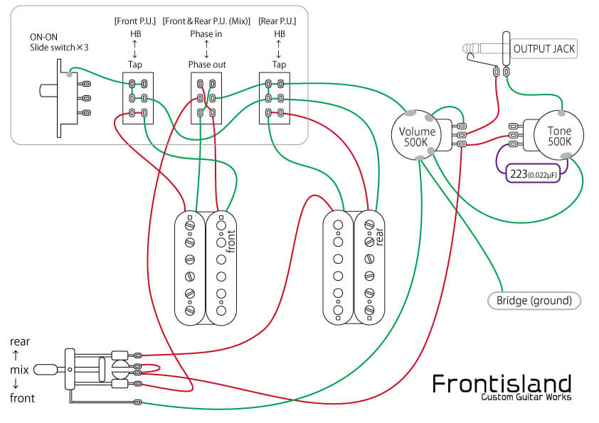 2ハムパターンのギター配線図 Frontisland Customguitarworks