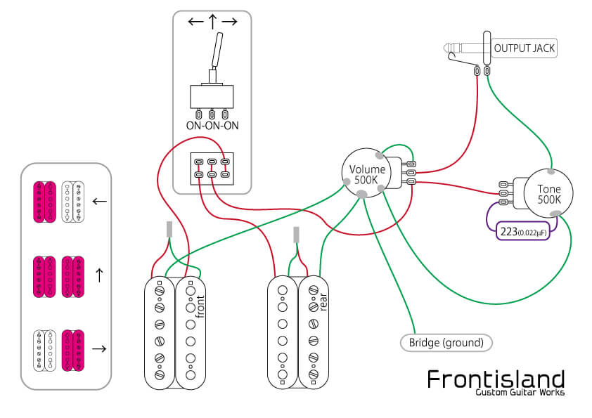 2ハムパターンのギター配線図 Frontisland Customguitarworks