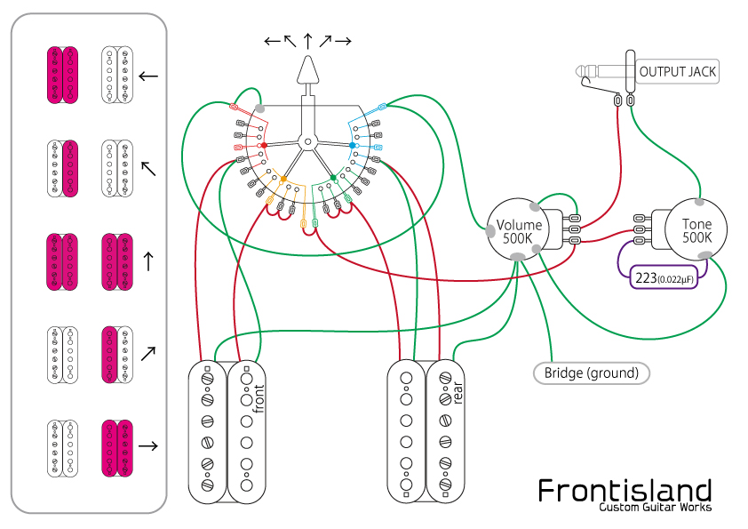 2ハムパターンのギター配線図 Frontisland Customguitarworks