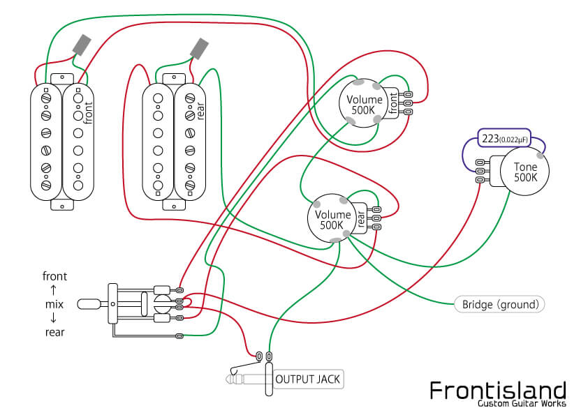 2ハムパターンのギター配線図 Frontisland Customguitarworks