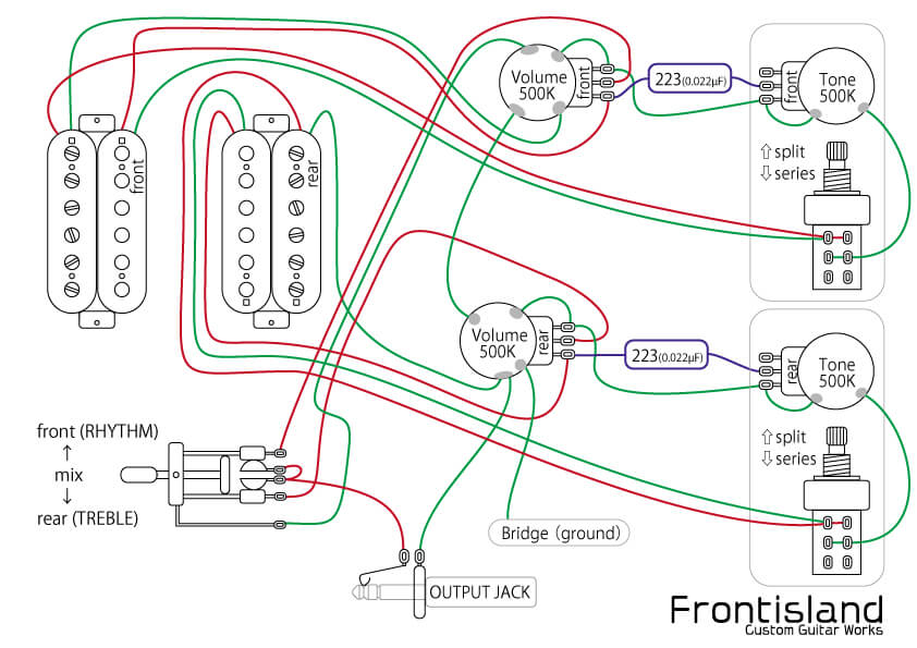 2ハムパターンのギター配線図 Frontisland Customguitarworks